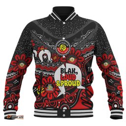 Australia Baseball Jacket Naidoc Week Torres Strait Symbol With Aboriginal Pattern Inspired Black
