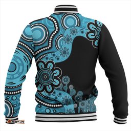 Australia Baseball Jacket Aboriginal Indigenous Dot Painting Blue