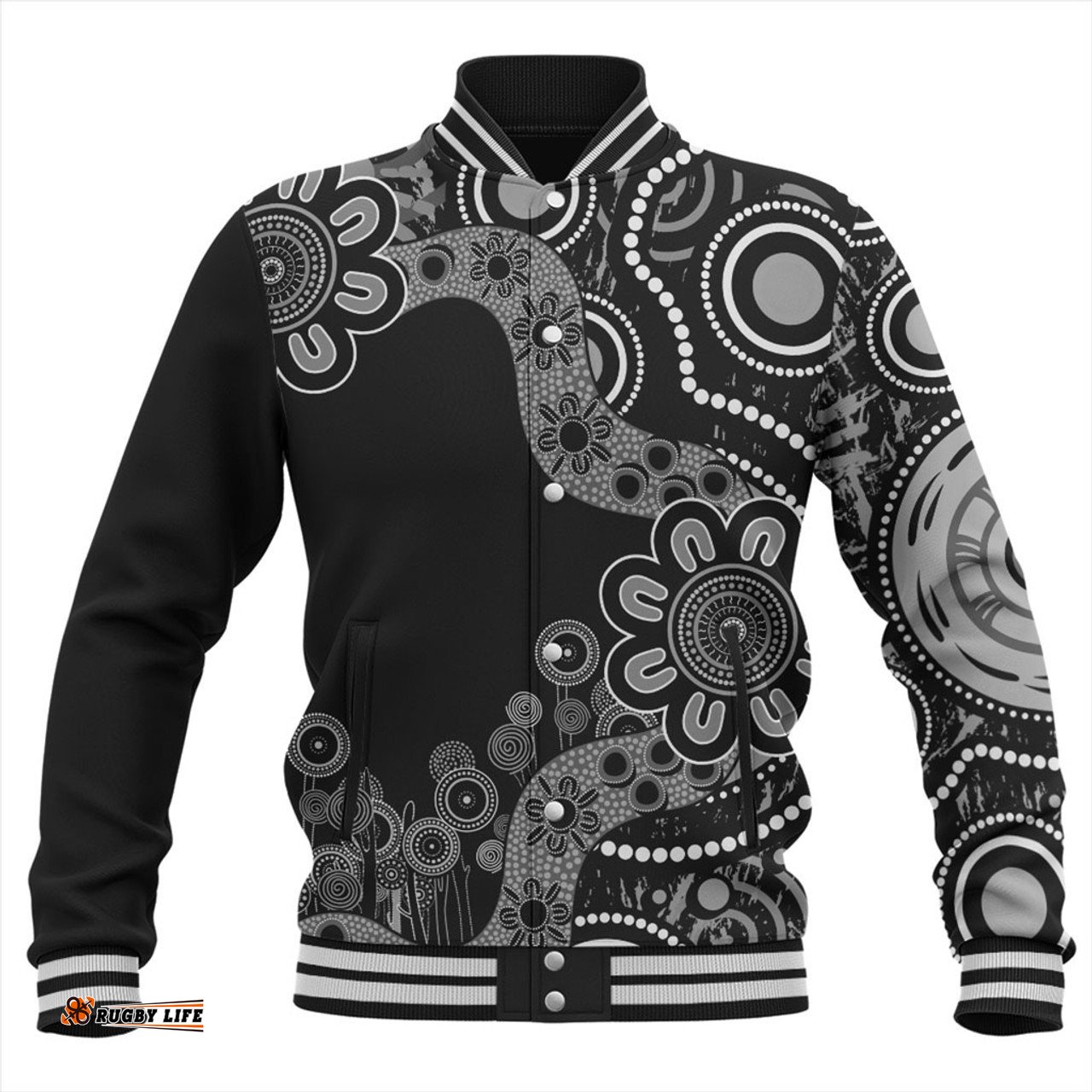 Australia Baseball Jacket Aboriginal Indigenous Dot Painting