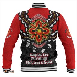 Australia Baseball Jacket Aboriginal Inspired Naidoc Symbol Pattern