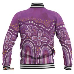 Australia Aboriginal Baseball Jacket - Dot painting illustration in Aboriginal style Pink Baseball Jacket