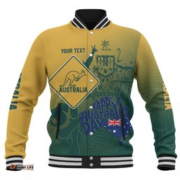 Australia Australia Day Custom Baseball Jacket - Australia Coat Of Arms Kangaroo And Koala Sign Baseball Jacket