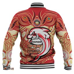 Redcliffe Dolphins Baseball Jacket Celebrating Naidoc Week 2024 Aboriginal Dot Art Inspired