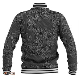 Australia Dot Painting Inspired Aboriginal Baseball Jacket - Aboriginal Dot Grey Art With Animals Baseball Jacket