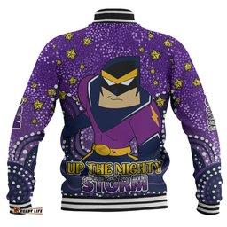 Melbourne Storm Custom Baseball Jacket - Custom With Aboriginal Inspired Style Of Dot Painting Patterns Baseball Jacket