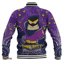 Melbourne Storm Custom Baseball Jacket - Custom With Aboriginal Inspired Style Of Dot Painting Patterns Baseball Jacket