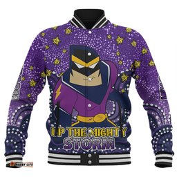 Melbourne Storm Custom Baseball Jacket - Custom With Aboriginal Inspired Style Of Dot Painting Patterns Baseball Jacket