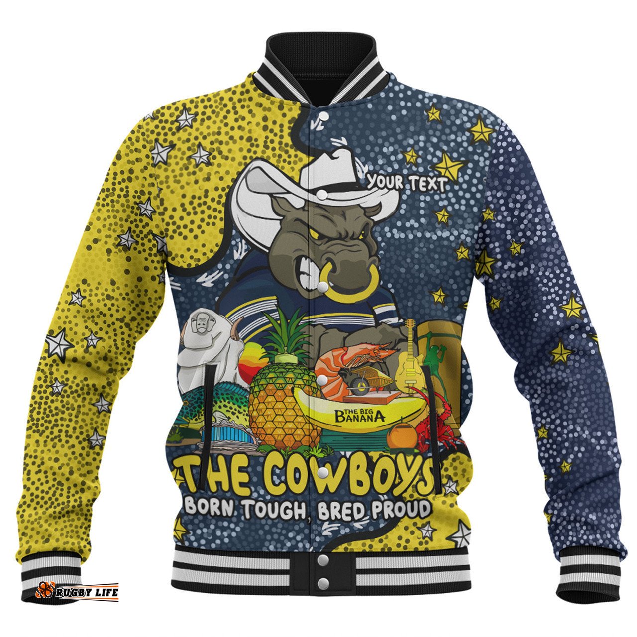 North Queensland Cowboys Custom Baseball Jacket - Australian Big Things Baseball Jacket