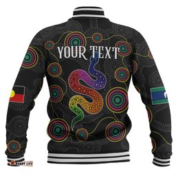 Australia Aboriginal Custom Baseball Jacket - Indigenous Dreaming Rainbow Serpent Inspired Baseball Jacket