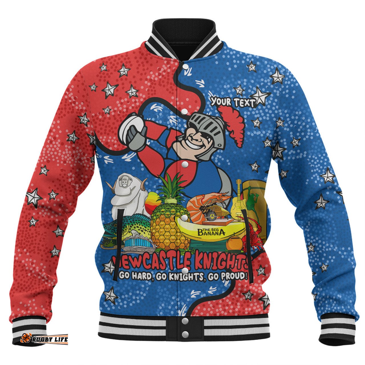 Newcastle Knights Custom Baseball Jacket - Australian Big Things Baseball Jacket