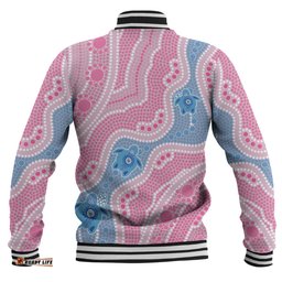 Australia Turtles Aboriginal Custom Baseball Jacket - Dreamtime River And Turtles Dot Art Painting Pink Baseball Jacket