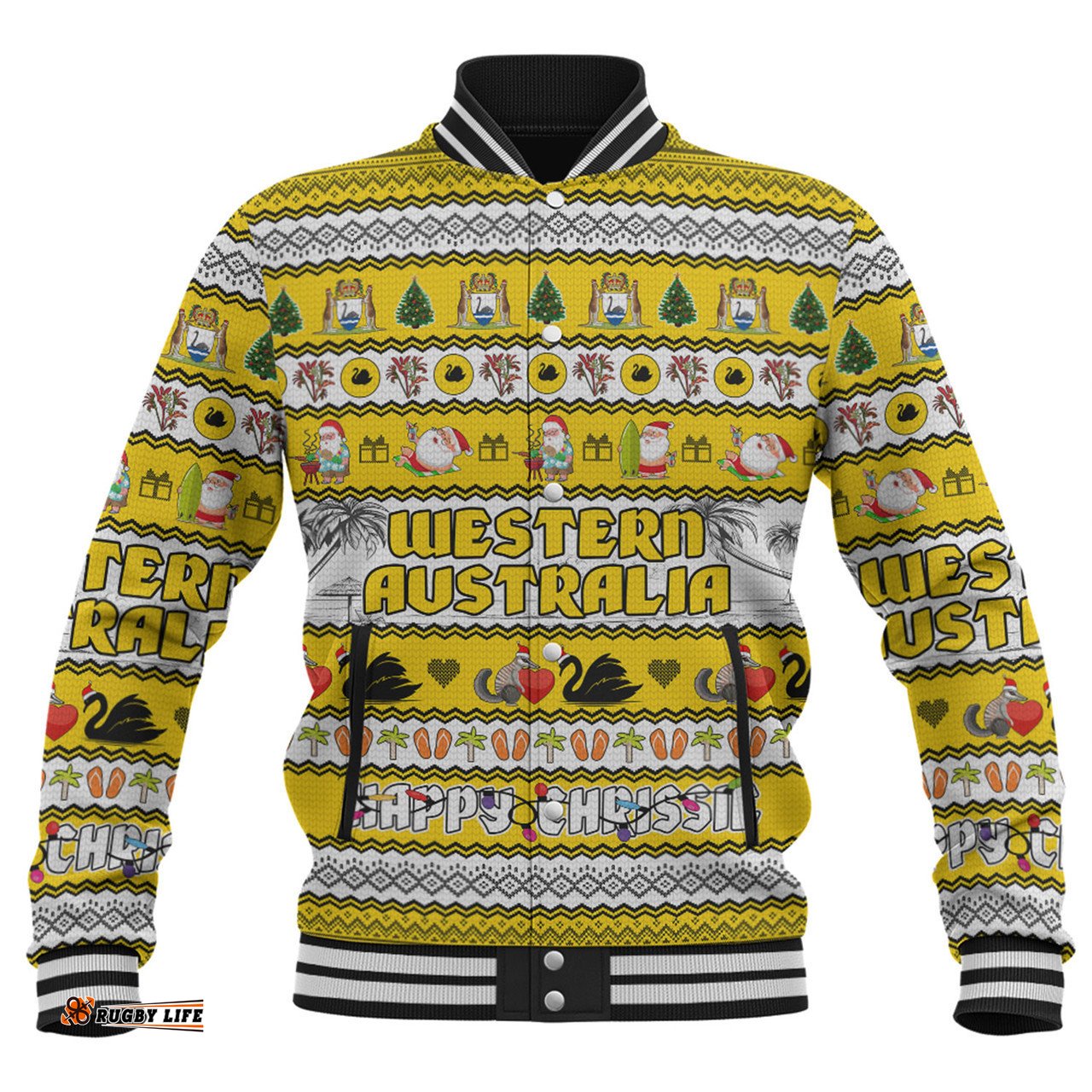 Western Australia Christmas Custom Baseball Jacket - Happy Chrissie Ugly Style Baseball Jacket