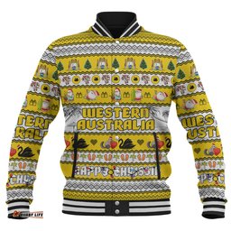 Western Australia Christmas Custom Baseball Jacket - Happy Chrissie Ugly Style Baseball Jacket