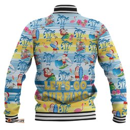 Australia Surfing Christmas Baseball Jacket - Tropical Santa Let's Go Surfing Baseball Jacket