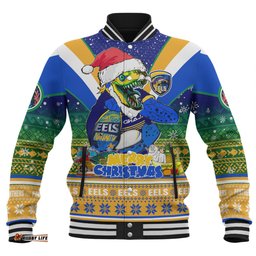 Parramatta Eels Christmas Custom Baseball Jacket - Parramatta Eels Santa Aussie Big Things Christmas Baseball Jacket