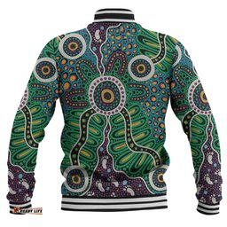 Australia Aboriginal Baseball Jacket - A Dot Painting In The Style Of Indigenous Australian Art Baseball Jacket