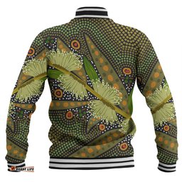 Australia Flowers Aboriginal Baseball Jacket - Aboriginal Dot Art Of Australian Native Flower Hakea Sericea Baseball Jacket