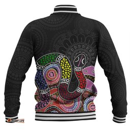 Australia Rainbow Serpent Aboriginal Custom Baseball Jacket - Dreamtime Rainbow Serpent Featuring Dot Style Baseball Jacket