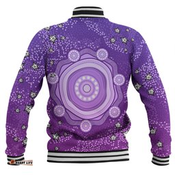 Australia Aboriginal Custom Baseball Jacket - Purple Dot Painting Art Washo Baseball Jacket