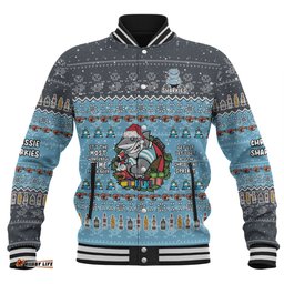 Cronulla-Sutherland Sharks Christmas Custom Baseball Jacket - Chrissie Spirit Baseball Jacket