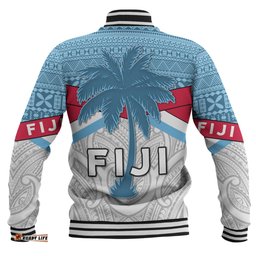 Australia South Sea Islanders Baseball Jacket - Fiji In Fijian Tapa Pattern Coat Of Arms Symbol Baseball Jacket
