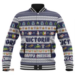 Victoria Christmas Custom Baseball Jacket - Happy Chrissie Ugly Style Baseball Jacket