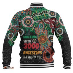 Australia Aboriginal Baseball Jacket - Walking with 3000 Ancestors Behind Me With Goanna Baseball Jacket