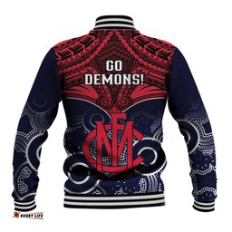 Melbourne Football Baseball Jacket Go Demons Aboriginal Mix Polynesian Pattern