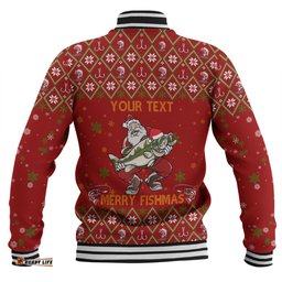 Australia Christmas Fishing Custom Baseball Jacket - All I Want For Christmas Is A Big Bass Baseball Jacket