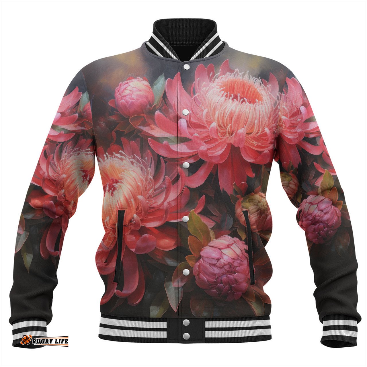Australia Waratah Baseball Jacket - Waratah Oil Painting Abstract Ver1 Baseball Jacket