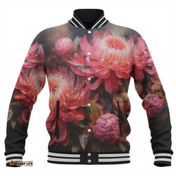 Australia Waratah Baseball Jacket - Waratah Oil Painting Abstract Ver1 Baseball Jacket