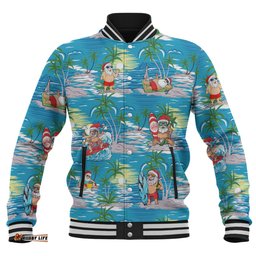 Australia Surfing Christmas Baseball Jacket - Tropical Santa Surfing Funny Baseball Jacket