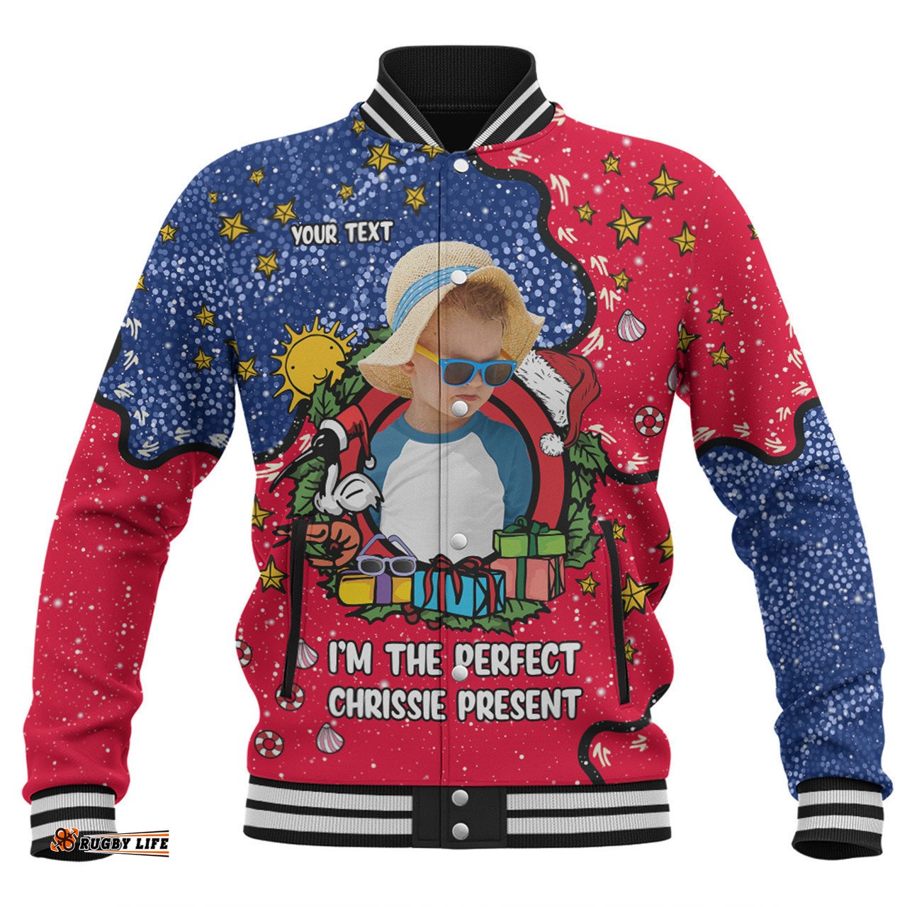 Australia Christmas Custom Baseball Jacket - I'm the Perfect Present Blue Baseball Jacket