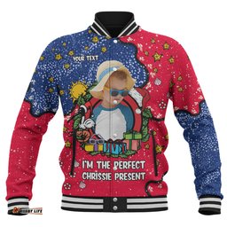 Australia Christmas Custom Baseball Jacket - I'm the Perfect Present Blue Baseball Jacket