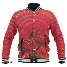 Australia Aboriginal Baseball Jacket - Red Aboriginal Art With Eucalyptus Flowers Baseball Jacket