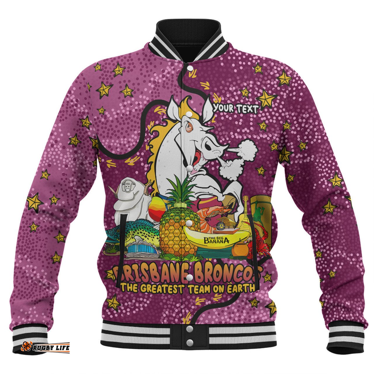 Brisbane Broncos Custom Baseball Jacket - Australian Big Things Baseball Jacket