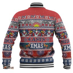 Sydney Roosters Christmas Aboriginal Custom Baseball Jacket - Indigenous Knitted Ugly Xmas Style Baseball Jacket