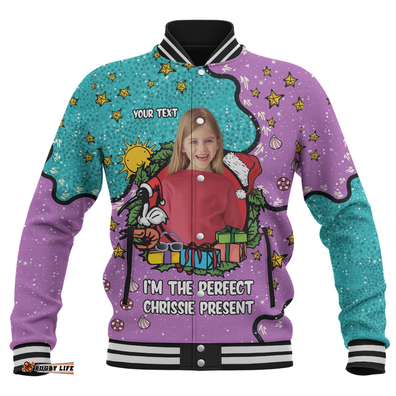 Australia Christmas Custom Baseball Jacket - I'm the Perfect Present Purple Baseball Jacket