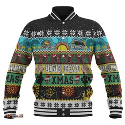 Penrith Panthers Christmas Aboriginal Custom Baseball Jacket - Indigenous Knitted Ugly Xmas Style Baseball Jacket