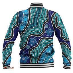 Australia Turtles Aboriginal Custom Baseball Jacket - Dreamtime River And Turtles Dot Art Painting Baseball Jacket