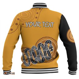 Australia Aboriginal Custom Baseball Jacket - Orange Rainbow Serpent Dreaming Inspired Baseball Jacket