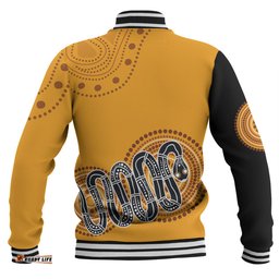 Australia Aboriginal Custom Baseball Jacket - Orange Rainbow Serpent Dreaming Inspired Baseball Jacket