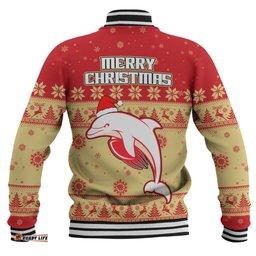 Redcliffe Dolphins Christmas Custom Baseball Jacket - Special Ugly Christmas Baseball Jacket