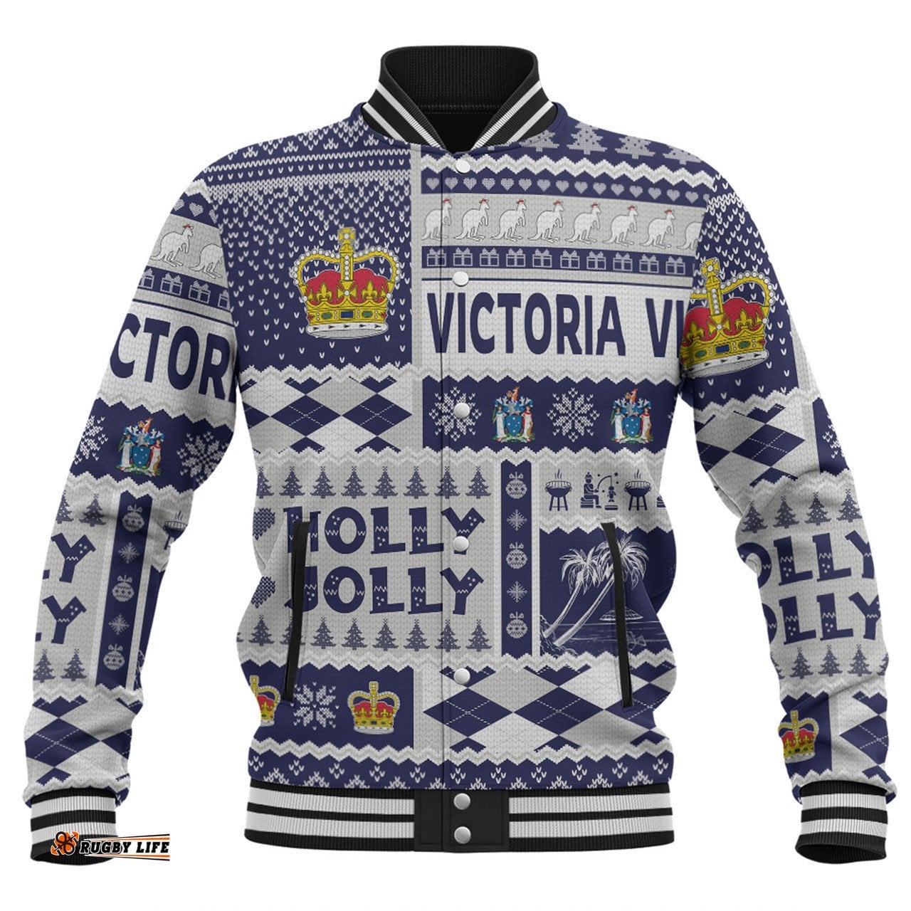 Victoria Christmas Baseball Jacket - Holly Jolly Chrissie Baseball Jacket