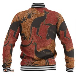 Australia Aboriginal Baseball Jacket - Aboriginal Dot Art With Animals Baseball Jacket