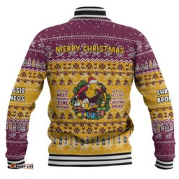 Brisbane Broncos Christmas Custom Baseball Jacket - Chrissie Spirit Baseball Jacket