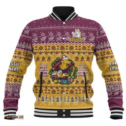 Brisbane Broncos Christmas Custom Baseball Jacket - Chrissie Spirit Baseball Jacket