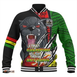 Penrith Panthers Grand Final Baseball Jacket - A True Champion Will Fight Through Anything With Polynesian Patterns