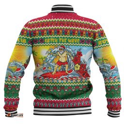 Australia Christmas Custom Baseball Jacket - Surfing Santa Baseball Jacket