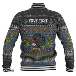Penrith Panthers Christmas Custom Baseball Jacket - Chrissie Spirit Black Baseball Jacket